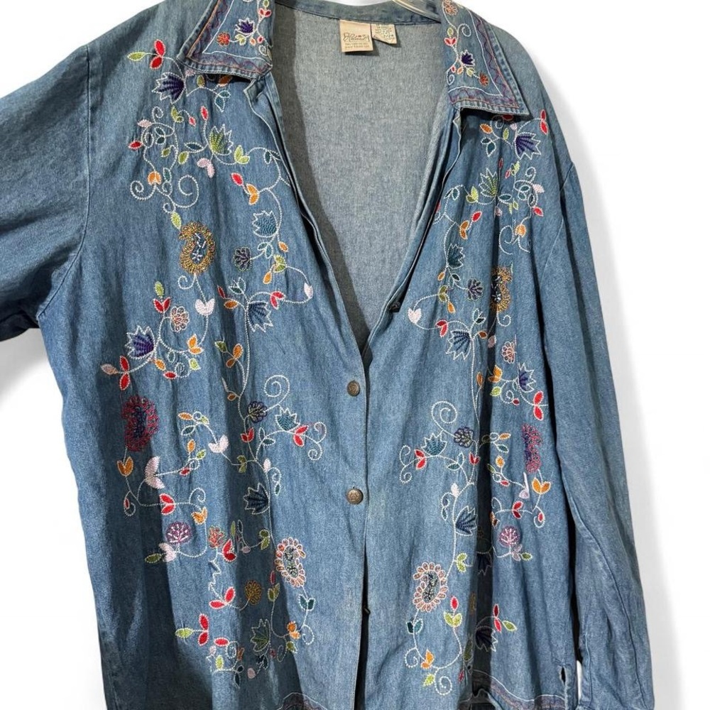 Haband Light Blue Embroidered Denim Shirt Jacket
